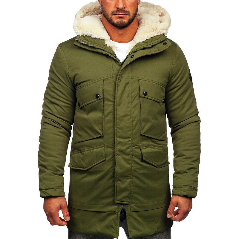 2022 New Casual Fleece Hooded Thickened Jacket Cotton Padded Mens Parkas Autumn Winter Male Coats Ropa De Invierno Para Hombre