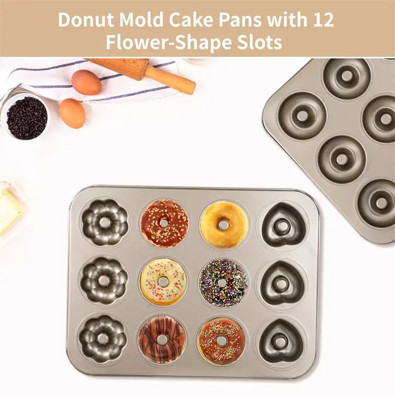 2 шт. формы для торта в форме пончика 12 слотов полоску жестяные цветочного