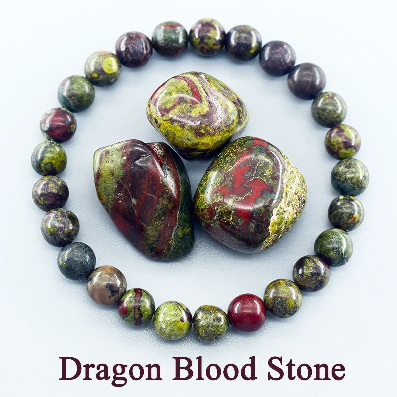 

Natural Dragon Blood Stone Elastic Bracelets Women Men Charm Dinosaur Jasper Beads Healing Jewelry Yoga Meditation Bangle Gift