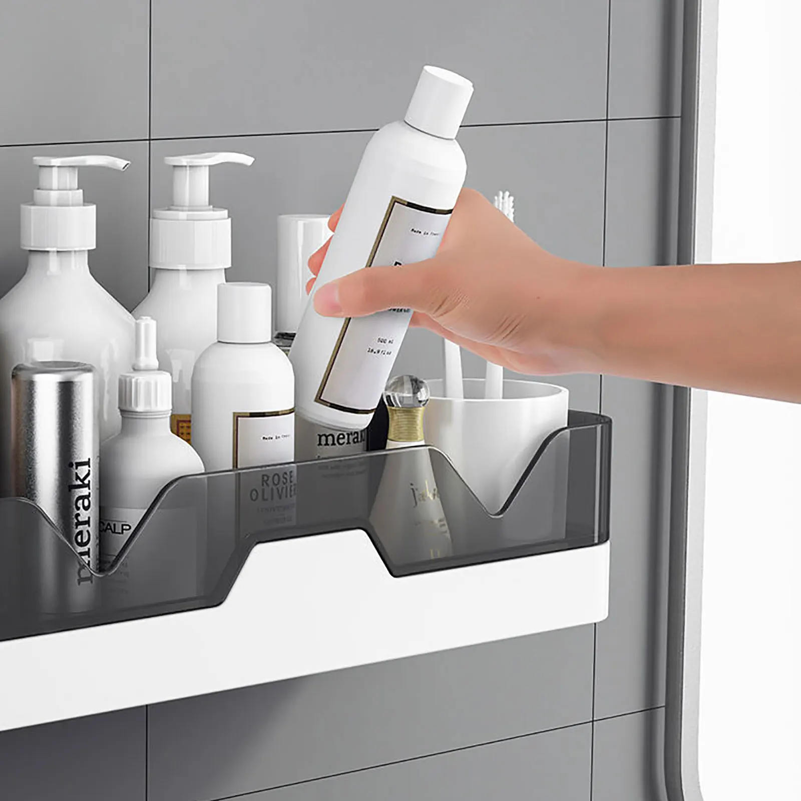 

Bathroom Shelf No-Drill Toilet Storage Rack Wall Hanging Storage Basket Toothbrush Holder Shower Organizer Floating Accessories