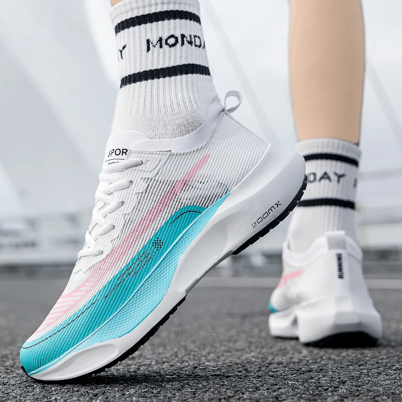 Men Marathon sneakers Lightweight Cushioning Outdoor Road Running Shoes Trail Sport Shoes Elastic Walking Shoes Tenis Masculino