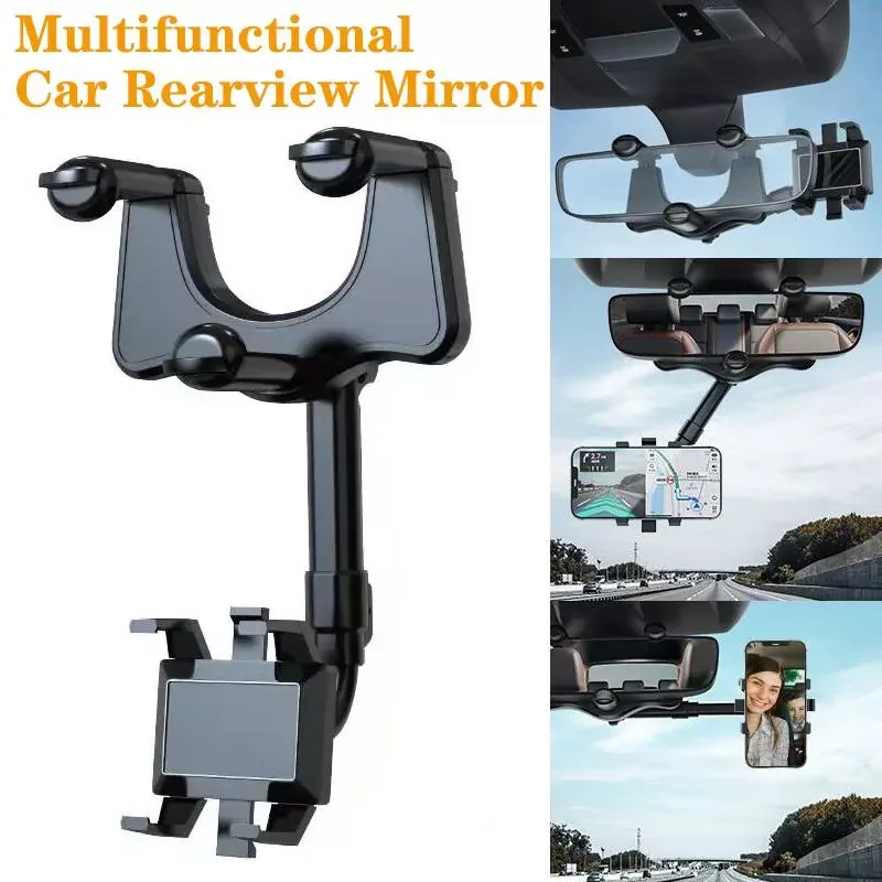 

360° Rotatable Car Phone Holder Universal Rearview Mirror Driving Recorder Bracket DVR/GPS Mobile Phone Support Retractable