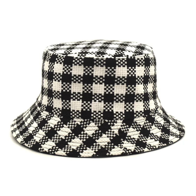 

Classic Summer Checked Reversible Bucket Hat Fashion 2 Colors Cotton Double-sided Fisherman Cap Unisex Casual Bob Panama Hat