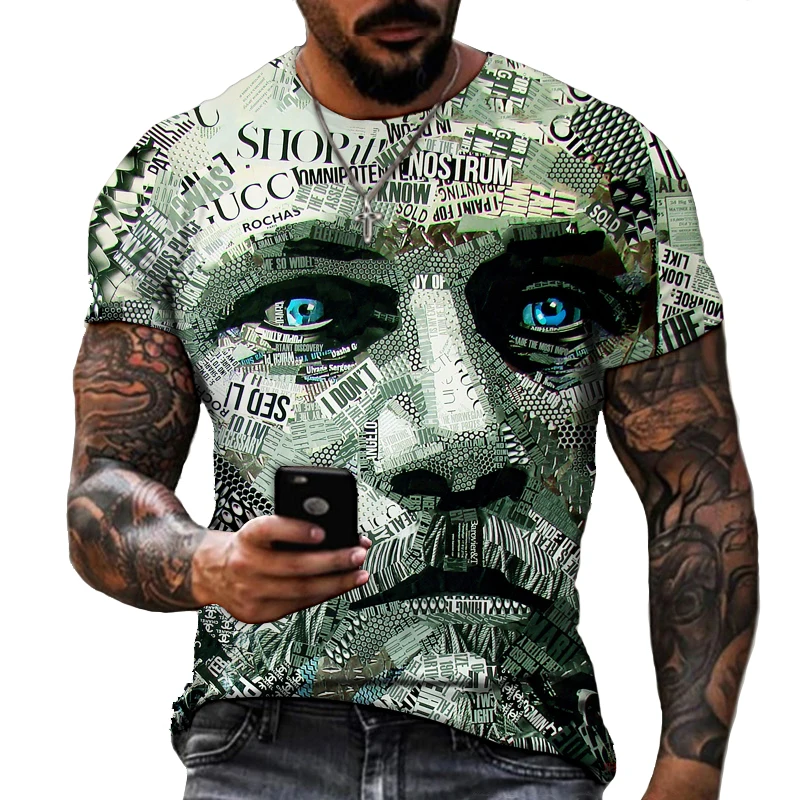 

Retro Harajuku Street Funny Summer Men's Oversized T-Shirt Short Sleeve Fashion Casual Round Neck Lycra Cotton Premium Fabric