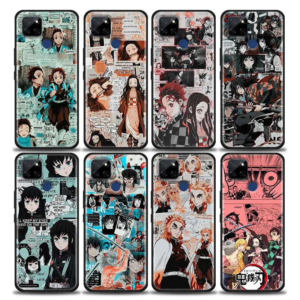 

Phone Case for Realme Q2 C20 C21 V15 8 Case C25 GT V13 5G X7 Pro Ultra C21Y Silicone Cover Anime Kimetsu No Yaiba Demon Slayer