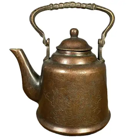 Китайский чайник ручной работы, чайник для горячей воды, медный чайник для вина, старый набор для вина, античный чайник для горения, декорати...