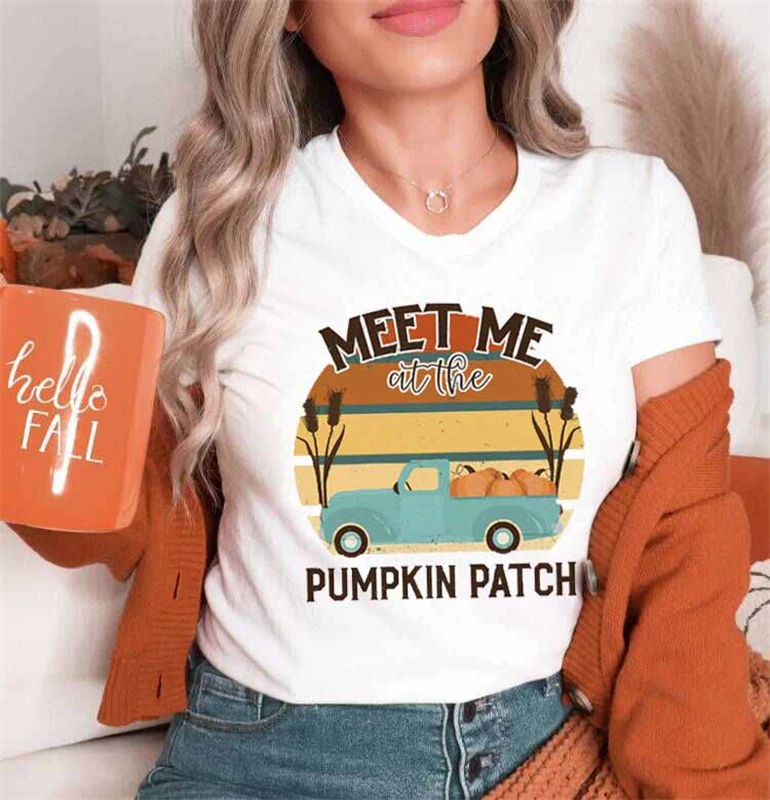 

Pattern T-shirt Halloween Printing Fashion Women's Letter Casual Style 90s Fashion Summer T-shirt Short Sleeve Funny T-shirt Top