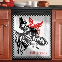 funny cow with bandanna magnetic dishwasher door cover sheetvinyl decorative panel decal for an instantkitchen dishwasher stic