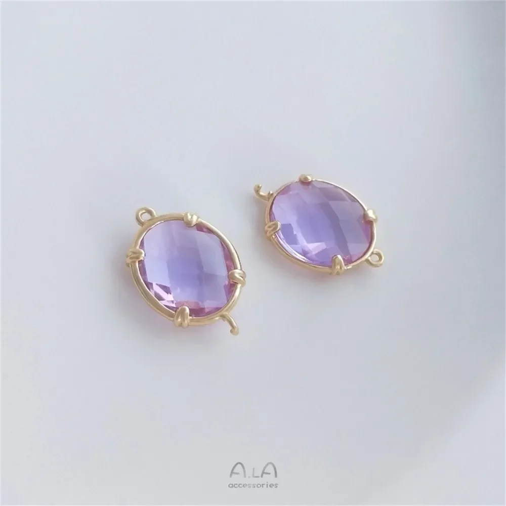 14-каратное золото овальная окантовка из циркония двойные подвесные аксессуары