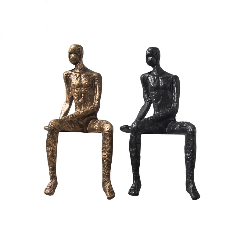 

Rzone-figura minimalista moderna de hierro fundido, estantería para mesa, decoraciones laterales, pequeños adornos,