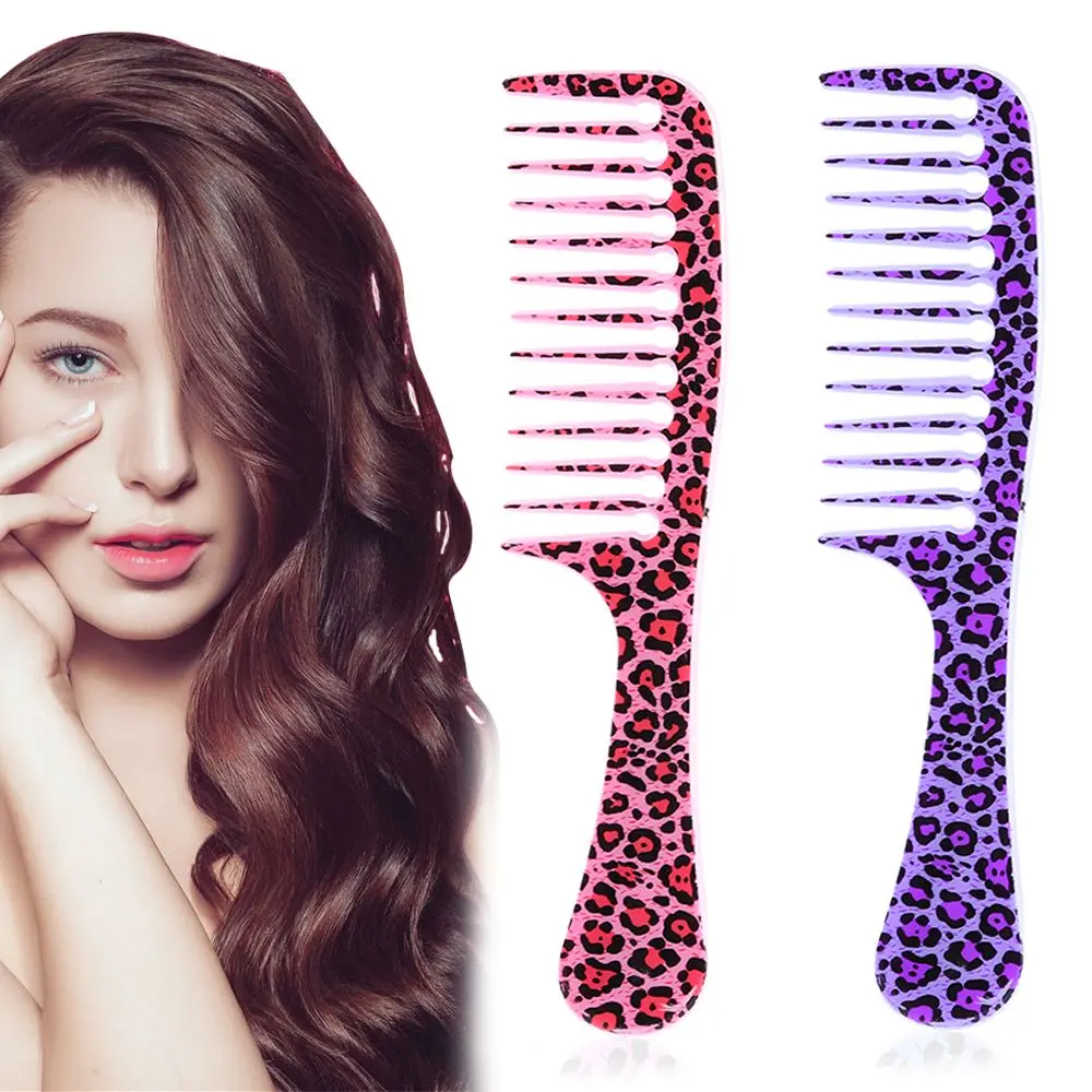 

Массажная Расческа с антистатической ручкой, гребень Леопардовый с широкими зубьями для распутывания волос, инструмент для салона, парикма...