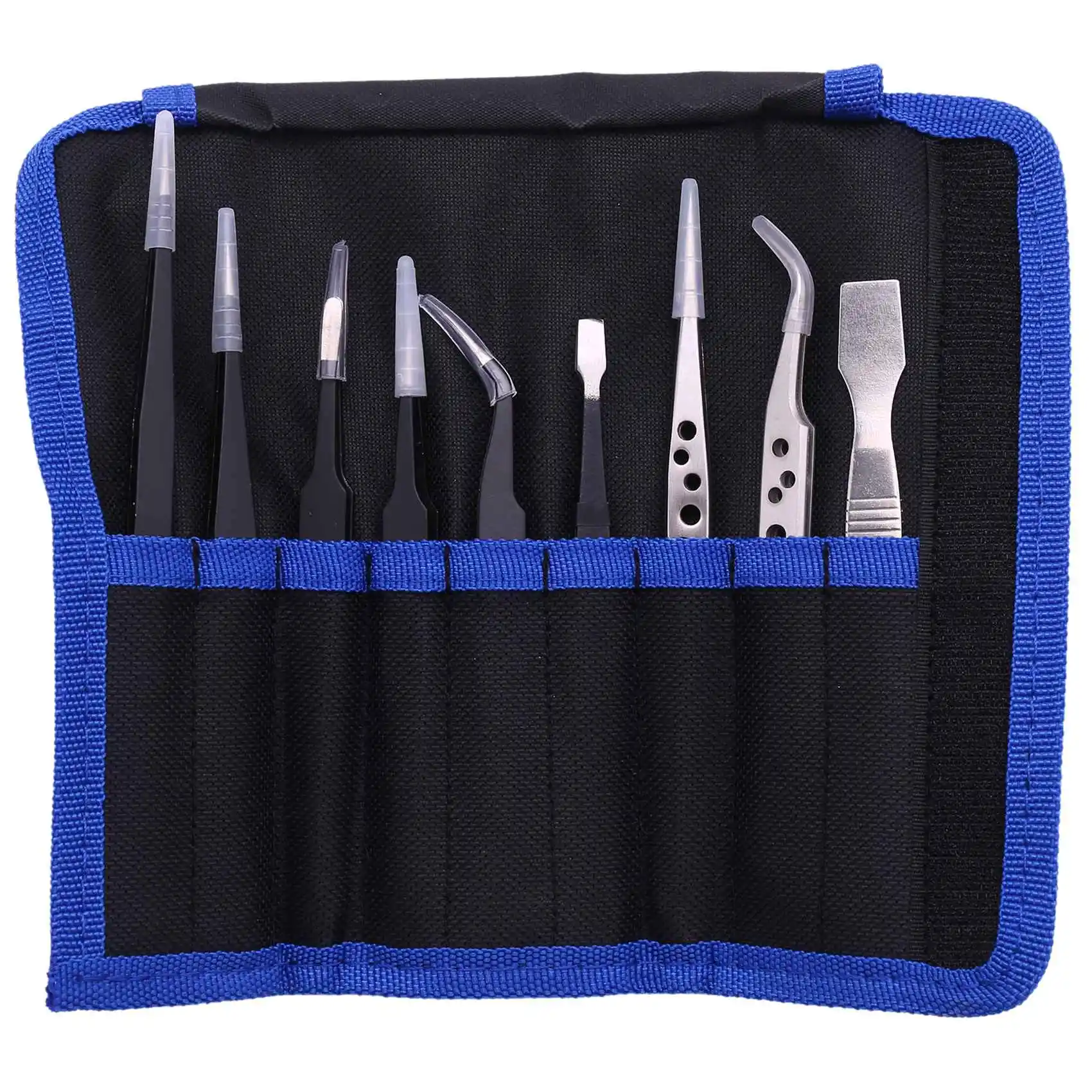 Набор из 9 пинцетов нержавеющей стали антистатические прецизионные пинцеты для