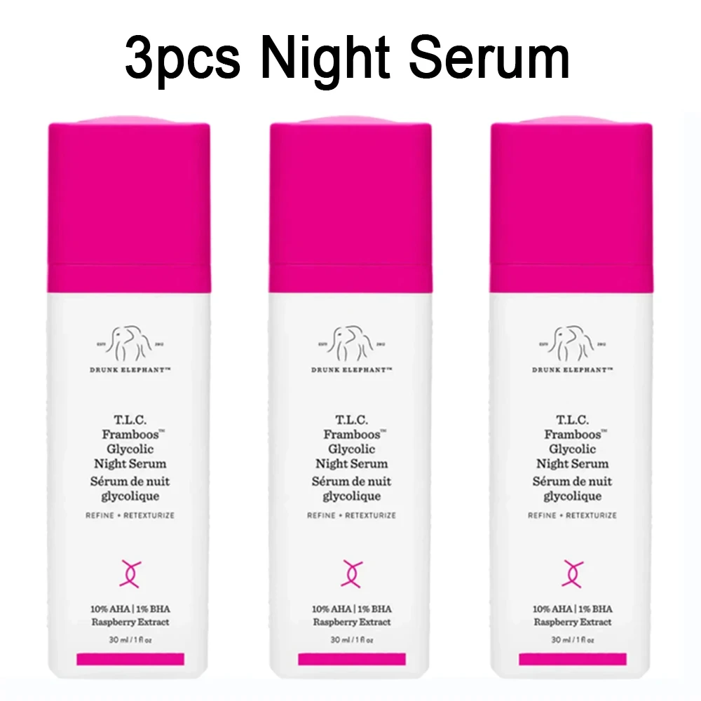 

3PCS Drunk Elephant Skincare Protini Resurf Serum C-Firma Day / T.L.C Framboos Glycolic Night Serum Anti-wrinkle Anti-aging 30ml