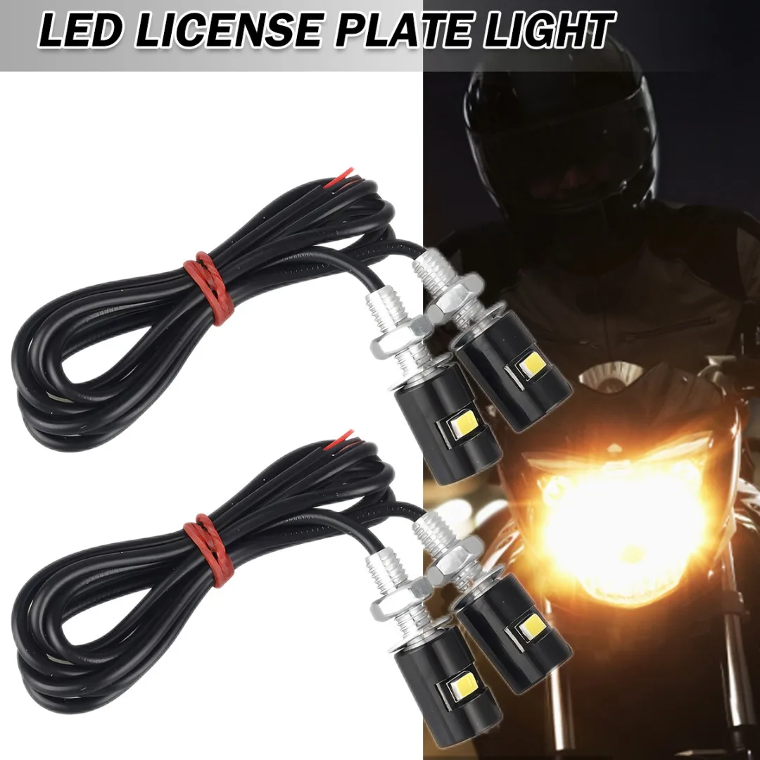 

2Pcs Universal Adjustable Motorcycle License Light Number Plate Frame Holder Bracket LED Light 5630 SMD Screw Bolt Lamp Bulbs