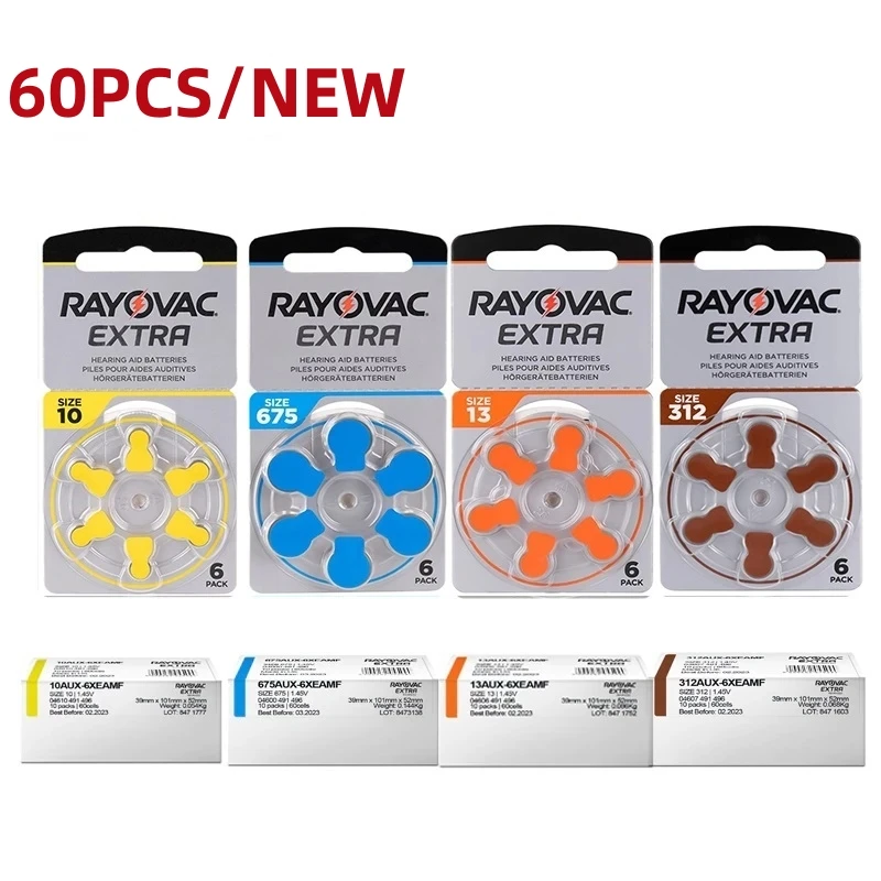 

Аккумуляторы для слуховых аппаратов RAYOVAC, миниатюрные батареи с длительным сроком службы, сверхэффективные, с Цинковым Покрытием, для слуховых аппаратов, 60 шт.