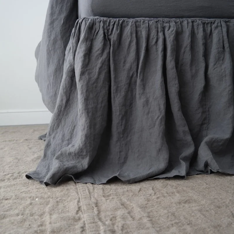 Юбка для кровати из чистого льна с оборками корейский стиль гостиничный базовый