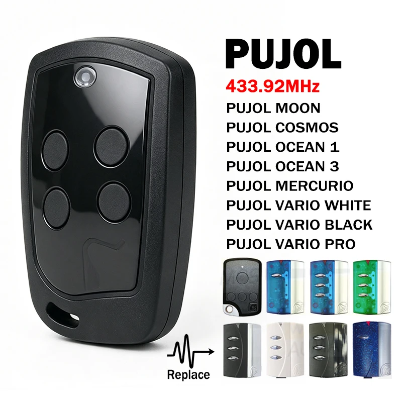 Фото Совместимо с пультом дистанционного управления гаражными воротами PUJOL VARIO 4U PRO Black White и пультом управления воротами PUJOL MOON OCEAN MERCURIO 433.92MHz. №2