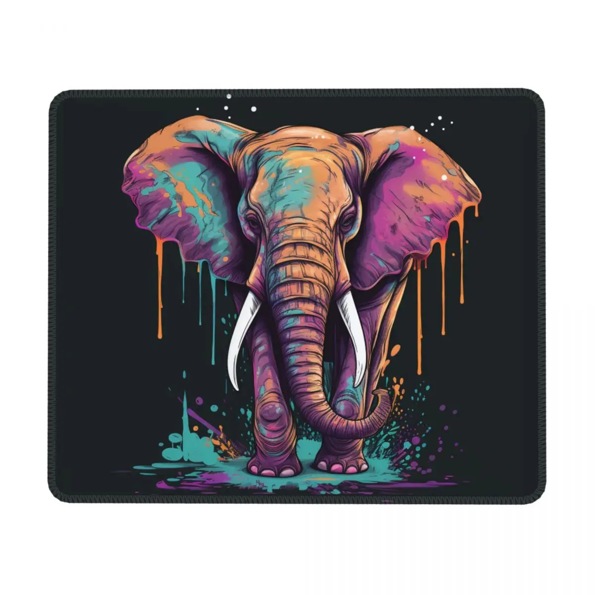 

Elephant Horizontal Print Mouse Pad Grafitti Drippy Art Desktop Rubber Mousepad Vintage Anti-Slip Original Mouse Pads