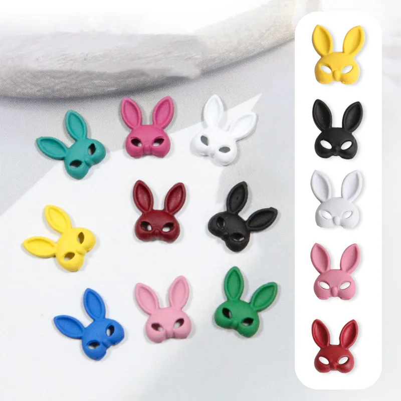 

10pcs Kawaii Evil Bunny Mask Nail Charms Villain Rabbit Alloy Candy Spray Lacquer Rabbit 3D Trinket Nail Gel Tip Accessories DIY