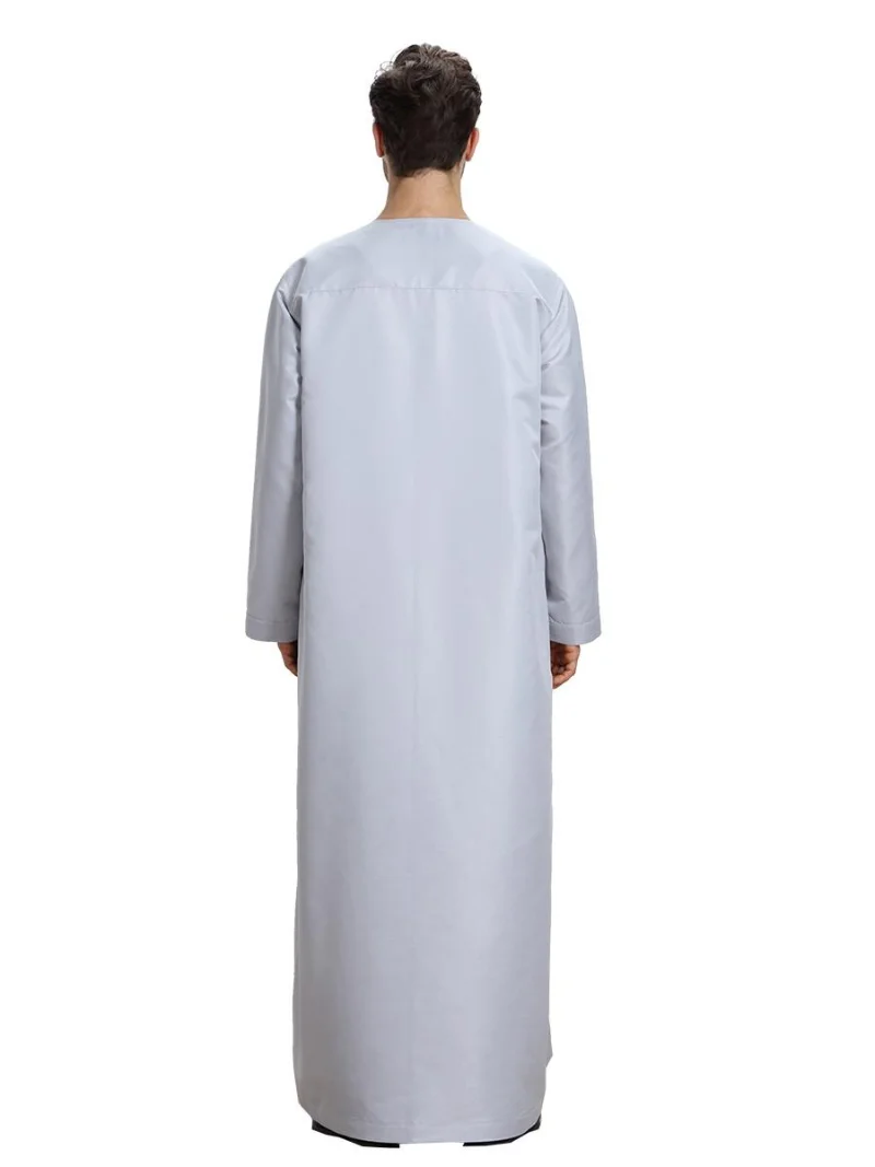 Muslim Men Kaftan Dress Jubba Thobe Abaya Robe Dishdasha Islamic Arabic Thawb Dress Clothing Casual Loose Buttons Long Sleeve