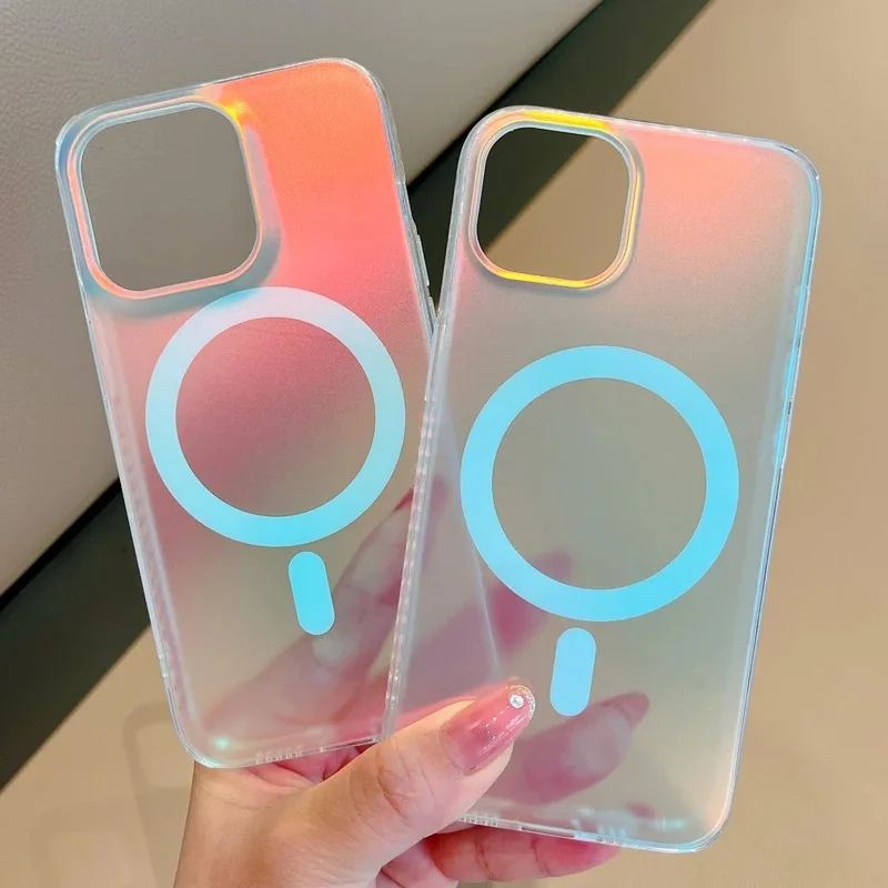 

Laser Gradient Dazzle Aurora Scrub 13 Soft Case for Apple IPhone 14ProMax Magnetic Phone Case