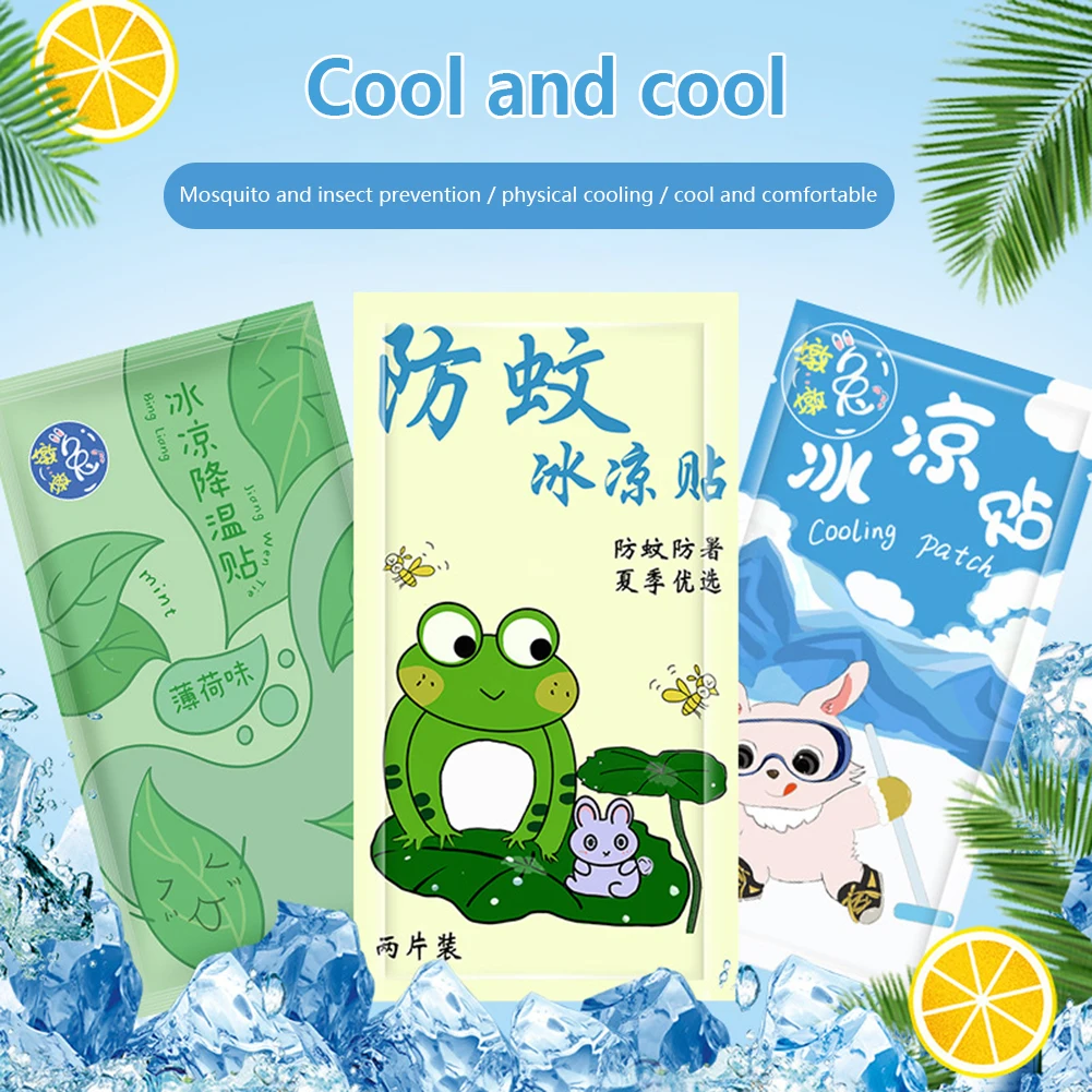 

2pcs Cute Ice Cold Paste Fever Pain Relief Summer Physical Cooling Stickers Face mask skin Care Heatstroke Fever Face Ice Roller