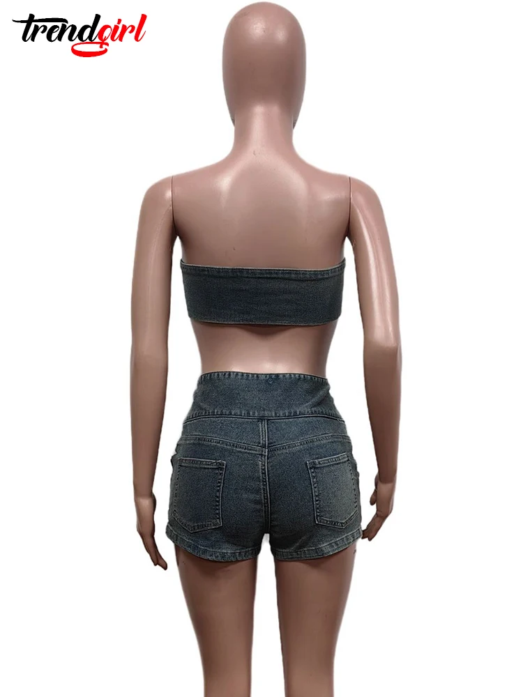 Mlaiscsr Шикарный дизайн с поясом топы и шорты на груди эластичные джинсовые