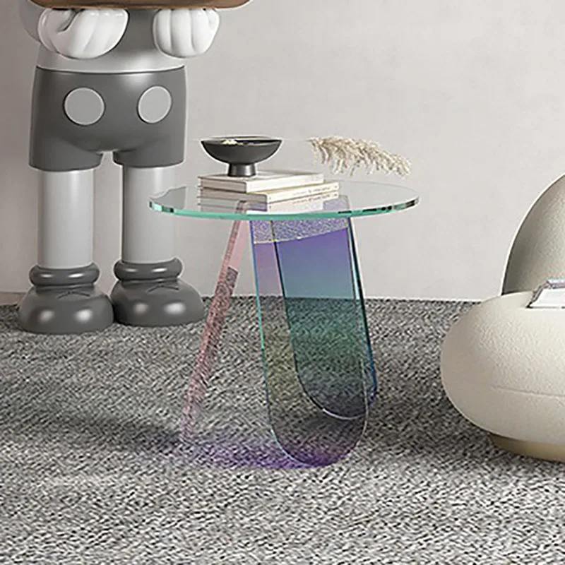 

Sofa Table Acrylic Tea Tables Colorful Transparent Round Table Luxury Creative Side End Tables Living Room Furniture Decoration
