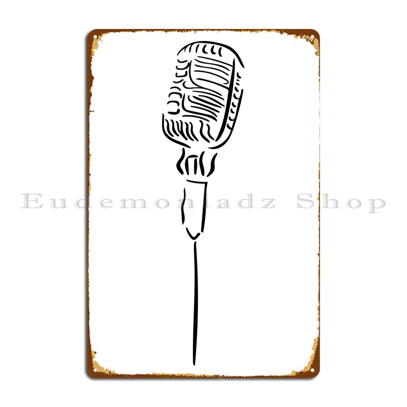 Металлический плакат на стену с изображением микрофона