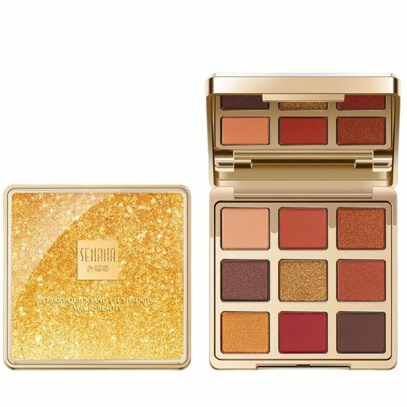 

Палетка звездных теней для век Quicksand, 9 цветов, красивые и легко Окрашиваемые тени для век, макияж