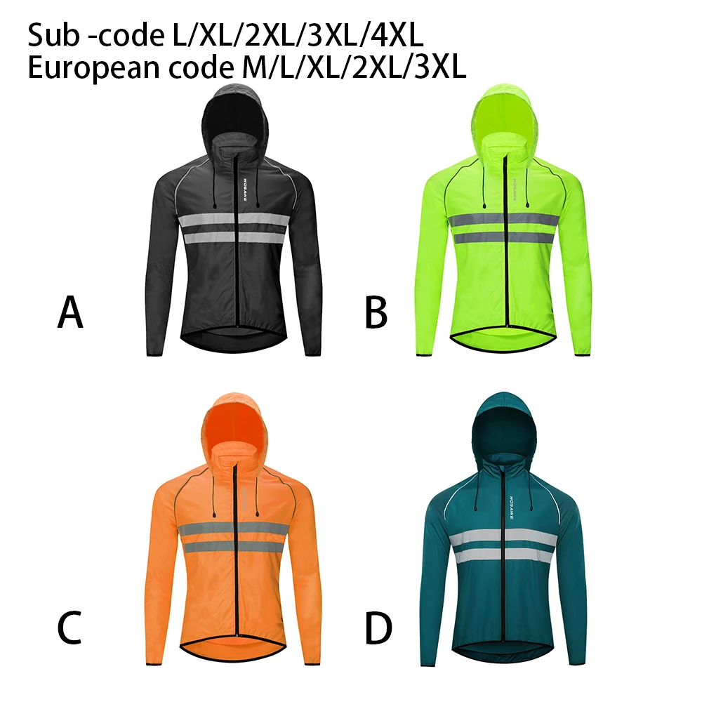 

Cycling Jacket Bicycles Coat Hooded Windbreaker Reflective Windproof Vest Clothes Motorbike Lady Men Black L EUR