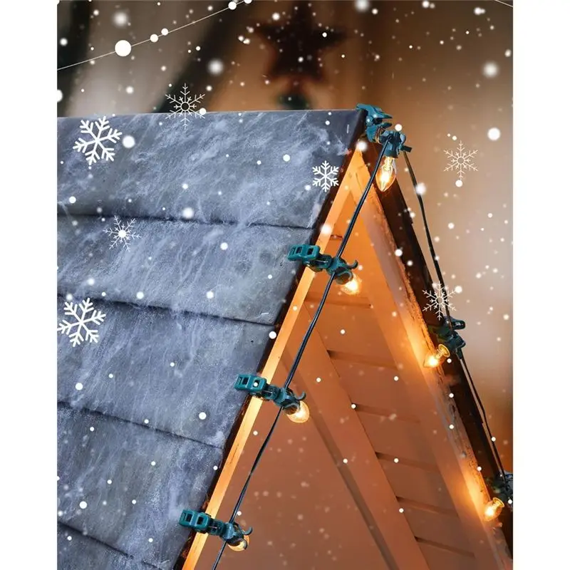 Фото Крепления для уличных гирлянд SUINE-Outdoor C7 C9, упаковка из 50 универсальных пружинных зажимов для рождественских гирлянд, подходят для крыш, совместимы с цоколями E12 E17. №3