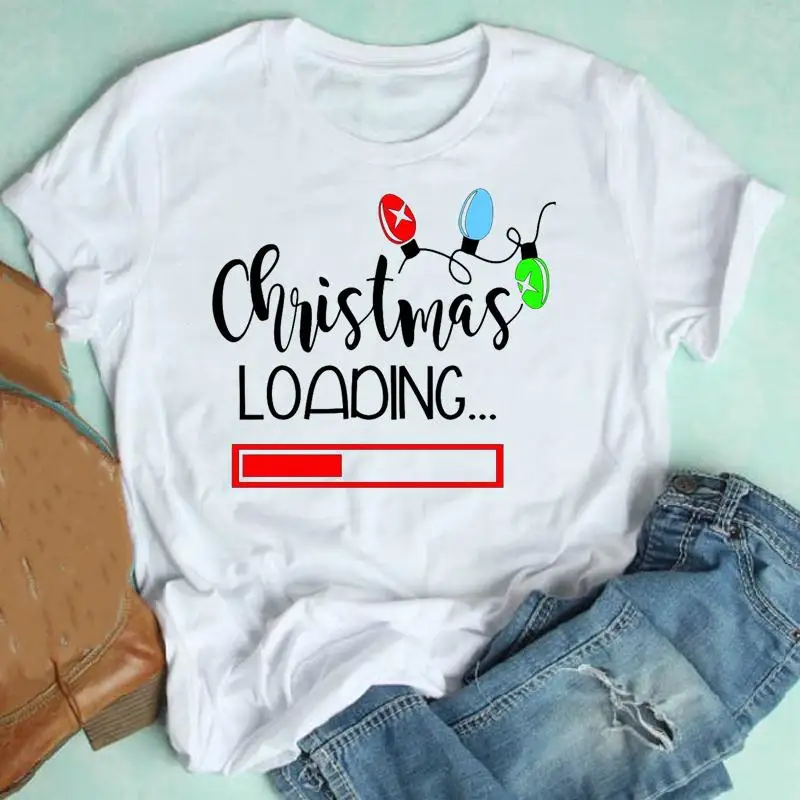 

Женский праздничный счастливый тренд 90-х, Рождественская женская футболка, модная футболка с графическим рисунком, красивый праздничный То...