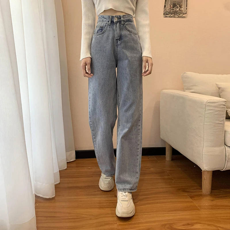 

DD3045 New style jeans women's thick trousers high waist straight loose wide-leg pants jeans