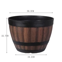 resin whiskey barrel flower pot round planter vintage style indoor outdoor garden yard patio lbe