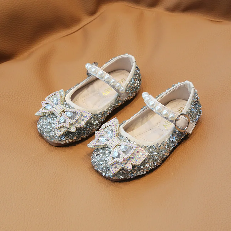 

21-35 Children Bling Shoes Girls Flats Mary Jane Flats Princess Shoes For Girl Fashion Sequined Rhinestone Party Wedding Shoes