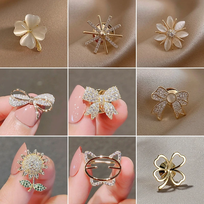 

New Bow Brooch For Women Buckle Decorative Brooch Pin Clothes Accessories Charm Luxury Crystal Brooches Jewelry Gifts