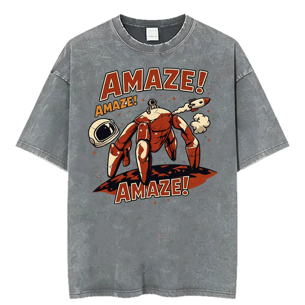 Фото Забавная футболка Amaze Rocket Rocky Project Hail Mary для мужчин и женщин, модная футболка с коротким рукавом, винтажная футболка оверсайз с эффектом потертости, топы №2
