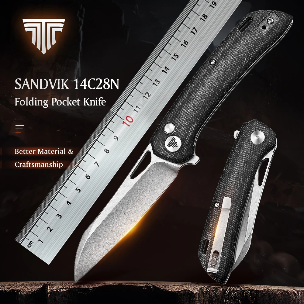 TRIVISA EDC Flipper Folding Pocket Knife with Clip for Men,3.54