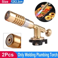 2pcs welding torch portable gas torch flame gun high temperature brass gas burner torch brazing solder propane welding plumbing