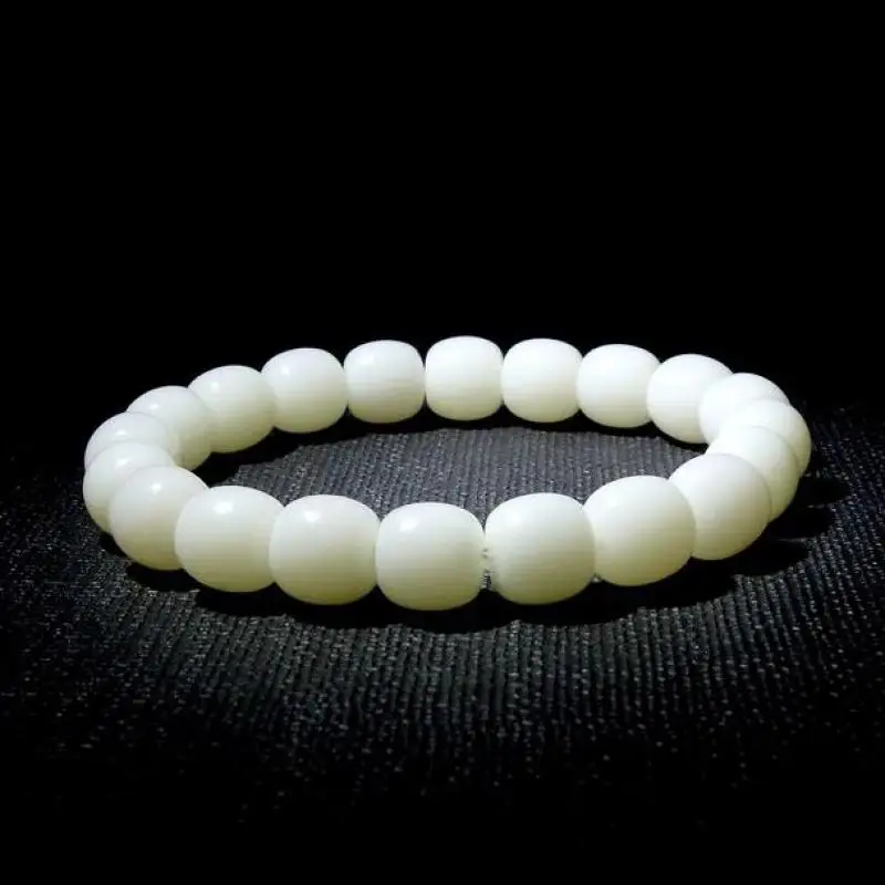 

Real Chinese White Jade Elastic Bracelet Men Women Healing Gemstone Jewelry Natural Hetian Nephrite Lucky Amulet Jades Bracelets