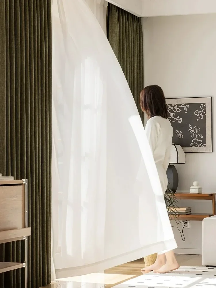 Американские занавески в стиле ретро однотонные зеленые кремовые роскошные