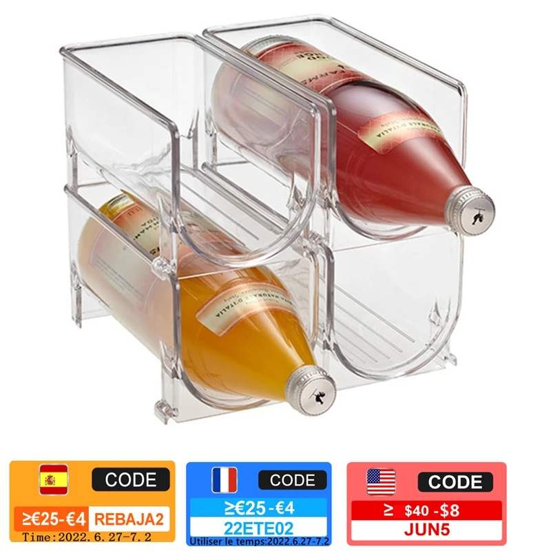

Kitchen Refrigerator Organizer Wine Beer Bottle Storage Rack Stackable Bottle Holder Countertop Storage Shelf Space Saving
