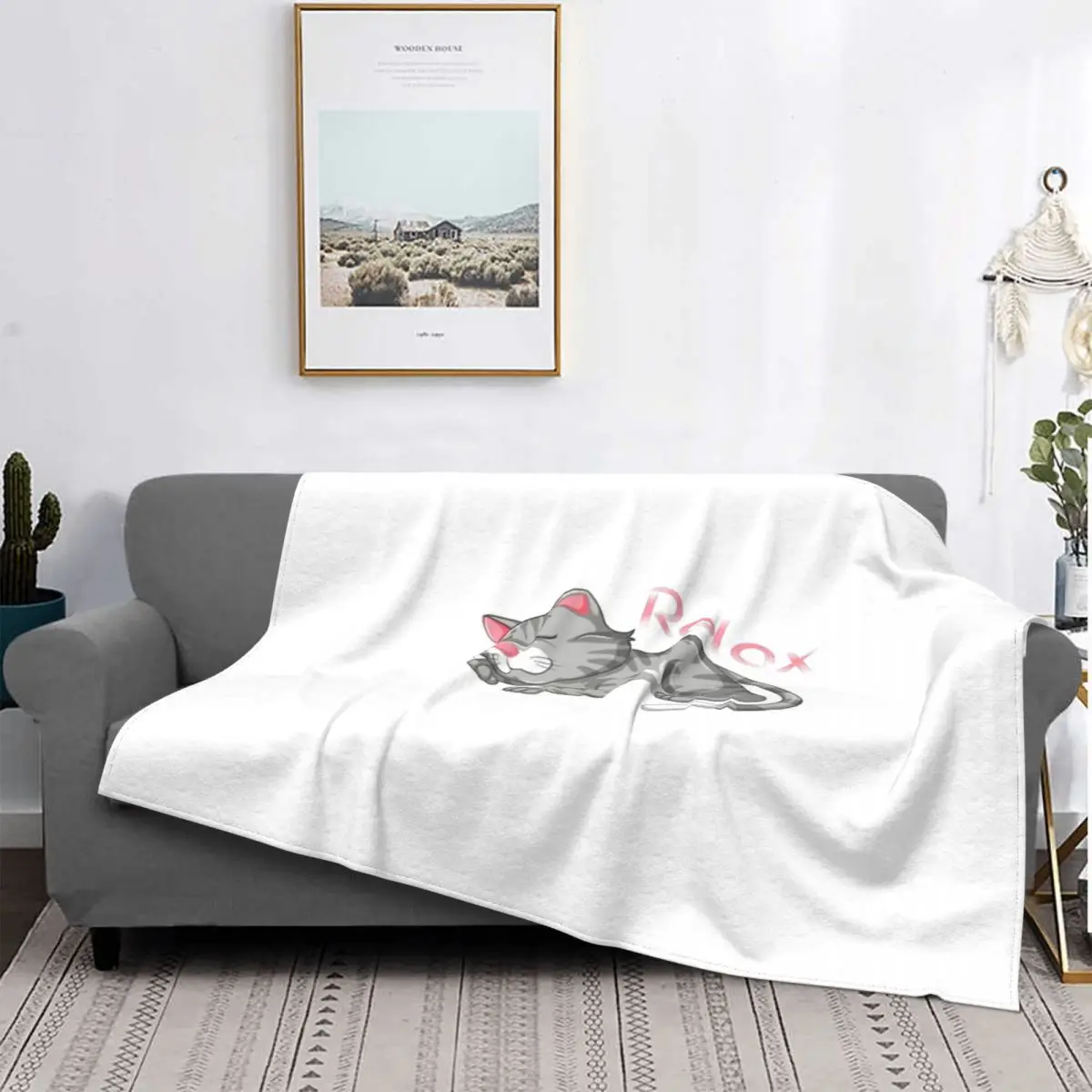 

Manta a cuadros con capucha para el hogar, colcha con estampado de gato, ideal para la cama, Picnic, Relax