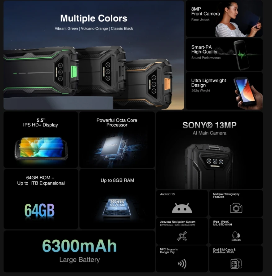 DOOGEE S41T смартфон экран 2024 дюйма 4 Гб + 64 ГБ