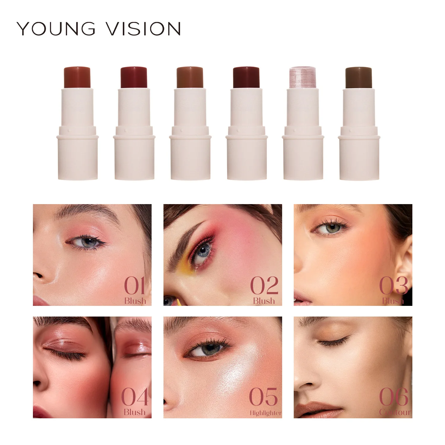 

YOUNG VISION Multifunctional Blush Stick Repairing Stick Matte Highlighter Solid Pearl Blush