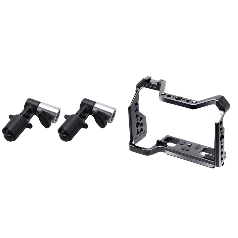 

2 Pcs Studio Photography Background And Reflector Disc Holder Clip & 1 Pcs Camera Rabbit Cage Metal Extended Rig