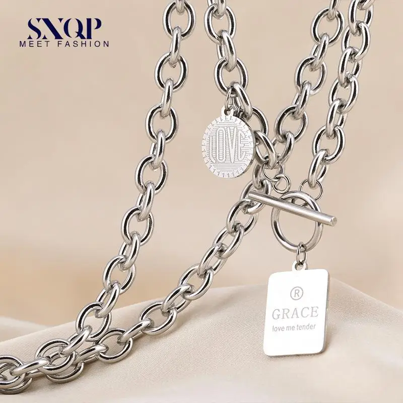 

Cold Style Simple and Short Square Plate Titanium Steel Necklace New Dignified Pendant Accessories Abstinence Cute Playful Style