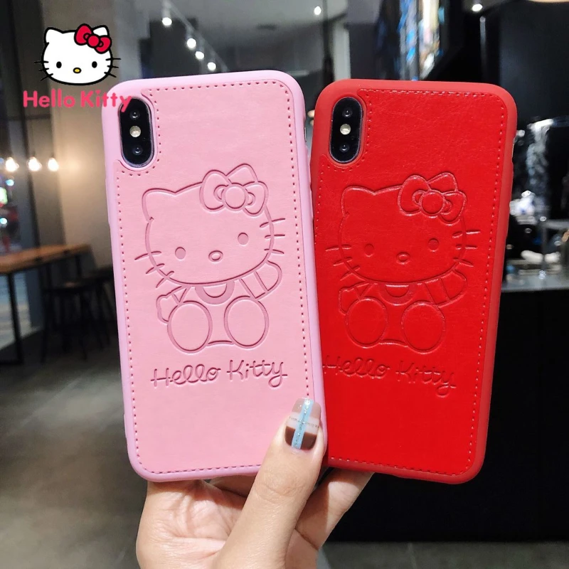 

Hello Kitty for IPhone7/8P/X/XR/XS/XSMAX/11/12Pro/12mini All-inclusive Leather Fall-resistant Cartoon Mobile Phone Case