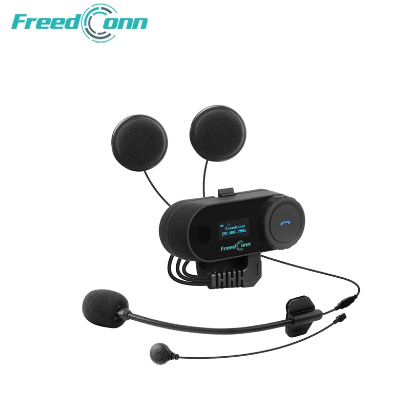 Фото Беспроводная Bluetooth-гарнитура FreedConnT-COM SC 800 метров, 5.0, с функцией интеркома, полнодуплексная связь, LCD-экран, водонепроницаемая, для мотоциклетных шлемов, с поддержкой воспроизведения музыки. №1